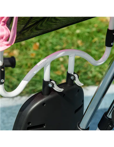 HOMCOM 6 in 1 Kids Trike Push Bike w/ Push Handle, Canopy, 5-point Safety Belt, Storage, Footrest, Brake, for 1-5 Years, Pink