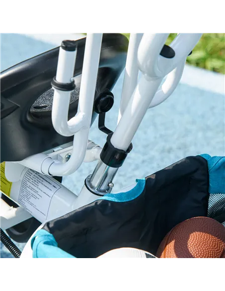 HOMCOM 6 in 1 Kids Trike Push Bike w/ Push Handle, Canopy, 5-point Safety Belt, Storage, Footrest, Brake, for 1-5 Years, Blue