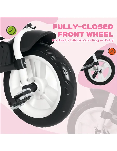HOMCOM 6 in 1 Kids Trike with Parent Handle, Canopy, 5-point Safety Belt, Storage, Footrest, Brake, for 1-5 Years, Pink