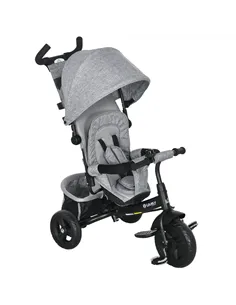 HOMCOM 6 in 1 Kids Trike with Parent Handle, Canopy, 5-point Safety Belt, Storage, Footrest, Brake, for 1-5 Years, Grey