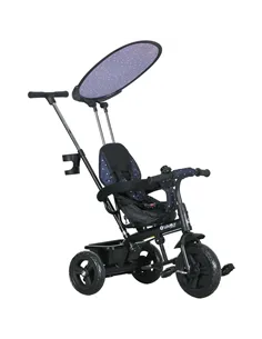 HOMCOM 6 in 1 Tricycle for Kids with 5-point harness straps, Removable Canopy, Dark Blue