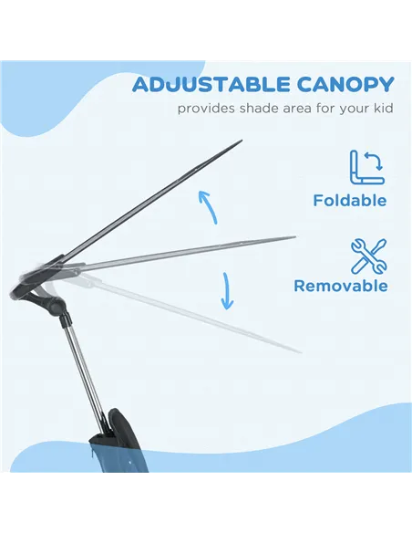 HOMCOM 6 in 1 Tricycle for Kids with 5-point harness straps, Removable Canopy, Dark Blue