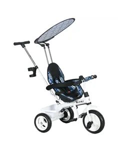 HOMCOM 6 in 1 Tricycle for Kids with 5-point harness straps, Removable Canopy, Blue