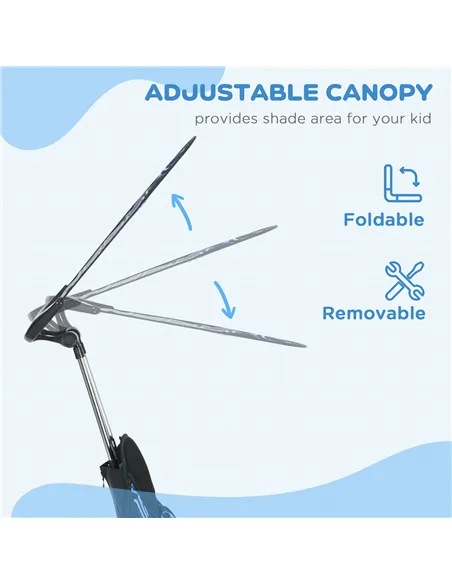 HOMCOM 6 in 1 Tricycle for Kids with 5-point harness straps, Removable Canopy, Blue