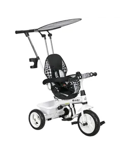 HOMCOM 6 in 1 Tricycle for Kids with 5-point harness straps, Removable Canopy, White