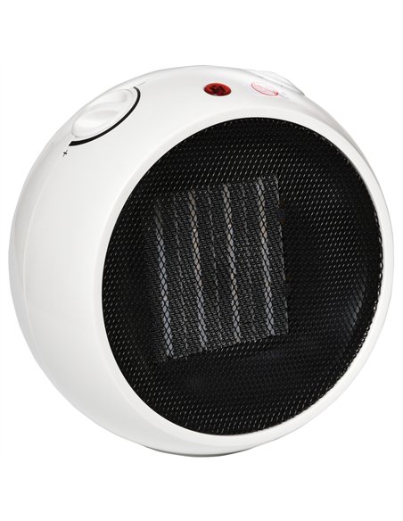 HOMCOM Small Table Top Space Heater, Ceramic Electric Heater with 2 Heat and Fan, Adjustable Temperature, Tip-Over & Overheating