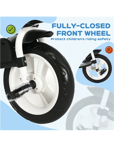 HOMCOM Metal Frame 6 in 1 Baby Push Tricycle with Parent Handle for 1-5 Years Old, Dark Blue