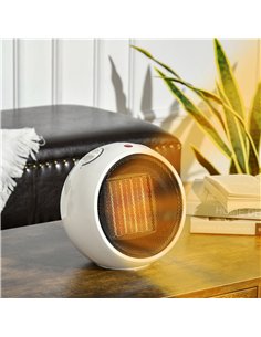 HOMCOM Small Table Top Space Heater, Ceramic Electric Heater with 2 Heat and Fan, Adjustable Temperature, Tip-Over & Overheating 2