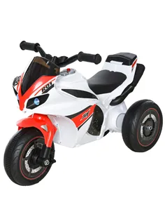 HOMCOM Kids Ride-On Police Bike 3-Wheel Vehicle w/ Music Lights Safe Seat Handlebars Toddler NO POWER Child Learning Fun Develop