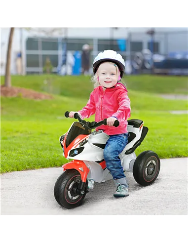 HOMCOM Kids Ride-On Police Bike 3-Wheel Vehicle w/ Music Lights Safe Seat Handlebars Toddler NO POWER Child Learning Fun Develop