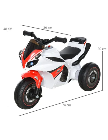 HOMCOM Kids Ride-On Police Bike 3-Wheel Vehicle w/ Music Lights Safe Seat Handlebars Toddler NO POWER Child Learning Fun Develop