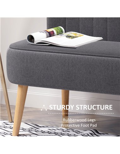 HOMCOM Modern Double Seat Sofa Loveseat Couch 2 Seater Compact Sofa Padded Linen Wood Leg Dark Grey