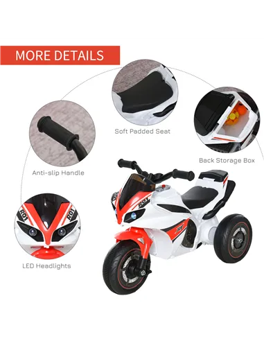 HOMCOM Kids Ride-On Police Bike 3-Wheel Vehicle w/ Music Lights Safe Seat Handlebars Toddler NO POWER Child Learning Fun Develop