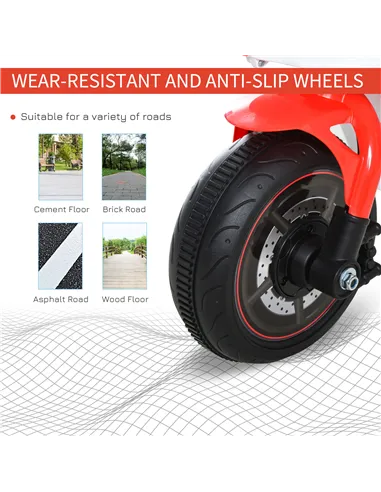 HOMCOM Kids Ride-On Police Bike 3-Wheel Vehicle w/ Music Lights Safe Seat Handlebars Toddler NO POWER Child Learning Fun Develop