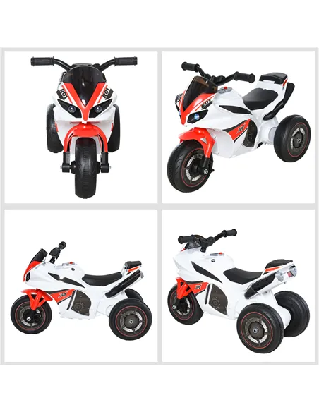 HOMCOM Kids Ride-On Police Bike 3-Wheel Vehicle w/ Music Lights Safe Seat Handlebars Toddler NO POWER Child Learning Fun Develop