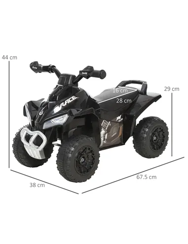 HOMCOM No Power Kids Ride on Toy Foot-to-Floor Sliding Quad for 18-36 Months, Black