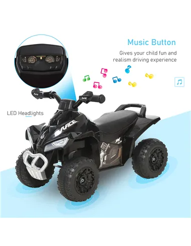 HOMCOM No Power Kids Ride on Toy Foot-to-Floor Sliding Quad for 18-36 Months, Black