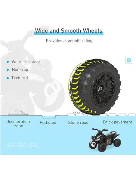 HOMCOM No Power Kids Ride on Toy Foot-to-Floor Sliding Quad for 18-36 Months, Black