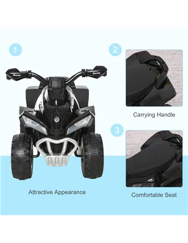 HOMCOM No Power Kids Ride on Toy Foot-to-Floor Sliding Quad for 18-36 Months, Black