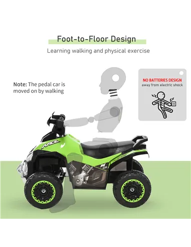 HOMCOM Toddler Kids Ride On Car Walker Foot To Floor Green/Black