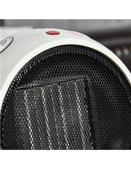 HOMCOM Small Table Top Space Heater, Ceramic Electric Heater with 2 Heat and Fan, Adjustable Temperature, Tip-Over & Overheating