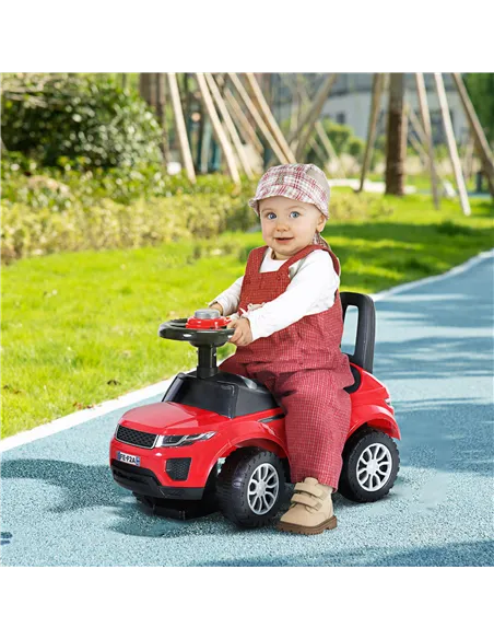 HOMCOM 3-in-1 Ride On Car Foot To Floor Slider Toddler w/ Horn Steering Wheel NO POWER Manual Under Seat Storage Safe Design for