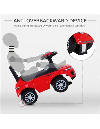 HOMCOM 3-in-1 Ride On Car Foot To Floor Slider Toddler w/ Horn Steering Wheel NO POWER Manual Under Seat Storage Safe Design for