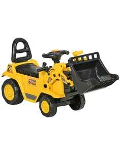 HOMCOM NO POWER 3 in 1 Ride On Toy Bulldozer Toddler Digger Excavator Scooter Storage Cart Toilet Pretend Play Construction Truc