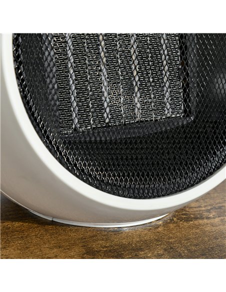 HOMCOM Small Table Top Space Heater, Ceramic Electric Heater with 2 Heat and Fan, Adjustable Temperature, Tip-Over & Overheating
