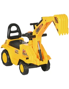 HOMCOM 2 in 1 Kids Ride On Tractor Pull Cart with Bucket, Under Seat Storage, Horn, High Backrest, for 1.5-4 Years Old, Yellow