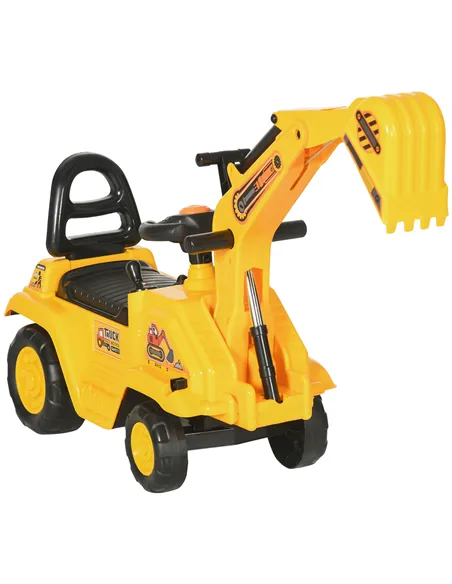 HOMCOM 2 in 1 Kids Ride On Tractor Pull Cart with Bucket, Under Seat Storage, Horn, High Backrest, for 1.5-4 Years Old, Yellow
