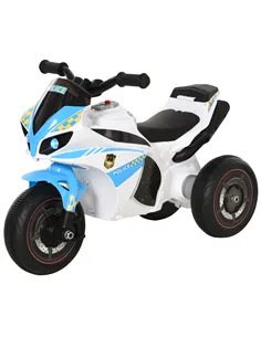 HOMCOM Kids Ride-On Police Bike 3-Wheel Vehicle w/ Music Lights Safe Seat Handlebars Toddler NO POWER Child Learning Fun Develop