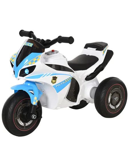 HOMCOM Kids Ride-On Police Bike 3-Wheel Vehicle w/ Music Lights Safe Seat Handlebars Toddler NO POWER Child Learning Fun Develop