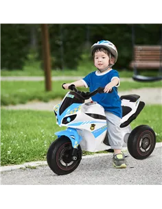 HOMCOM Kids Ride-On Police Bike 3-Wheel Vehicle w/ Music Lights Safe Seat Handlebars Toddler NO POWER Child Learning Fun Develop 2