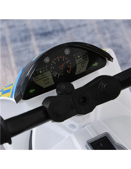 HOMCOM Kids Ride-On Police Bike 3-Wheel Vehicle w/ Music Lights Safe Seat Handlebars Toddler NO POWER Child Learning Fun Develop