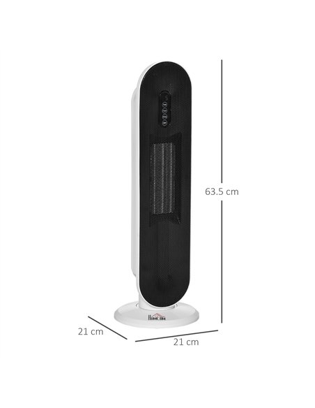 HOMCOM Ceramic Space Heater, Indoor Tower Heater with 2 Heat, Oscillation, Remote Control, Timer, Tip-Over & Overheating Protect