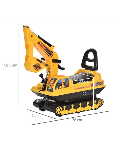 HOMCOM Ride On Excavator Toy Tractors Digger Movable Walker Construction Truck 3 Years