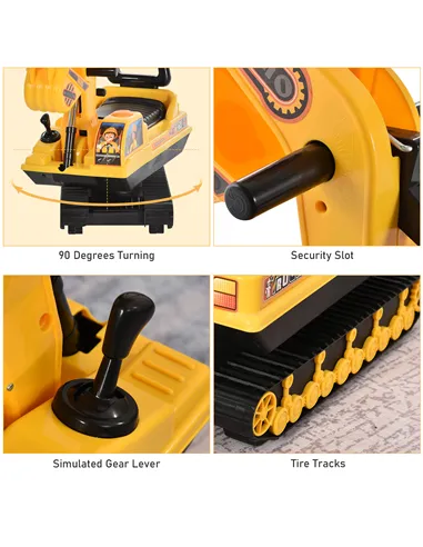 HOMCOM Ride On Excavator Toy Tractors Digger Movable Walker Construction Truck 3 Years