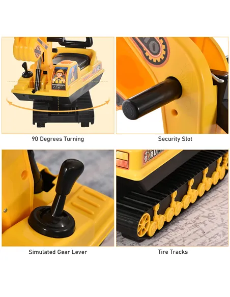 HOMCOM Ride On Excavator Toy Tractors Digger Movable Walker Construction Truck 3 Years