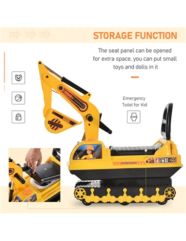 HOMCOM Ride On Excavator Toy Tractors Digger Movable Walker Construction Truck 3 Years