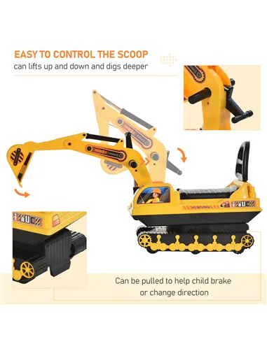 HOMCOM Ride On Excavator Toy Tractors Digger Movable Walker Construction Truck 3 Years