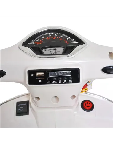 HOMCOM Kids Ride On Vespa Motorcycle W/LED Lights - White