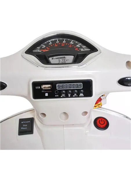 HOMCOM Kids Ride On Vespa Motorcycle W/LED Lights - White