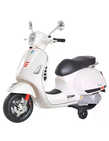 HOMCOM Kids Ride On Vespa Motorcycle W/LED Lights - White