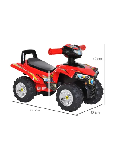HOMCOM Kids Children Ride-on Toy Off Road Style Quad Bike Racing Car NO POWER 4 Wheels Horn Music Red