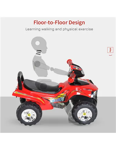 HOMCOM Kids Children Ride-on Toy Off Road Style Quad Bike Racing Car NO POWER 4 Wheels Horn Music Red