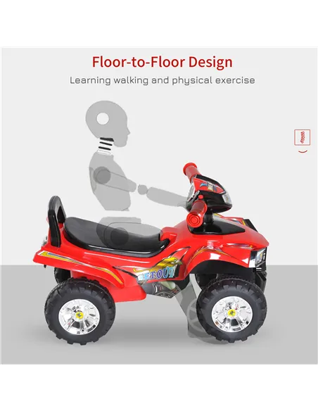 HOMCOM Kids Children Ride-on Toy Off Road Style Quad Bike Racing Car NO POWER 4 Wheels Horn Music Red