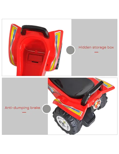 HOMCOM Kids Children Ride-on Toy Off Road Style Quad Bike Racing Car NO POWER 4 Wheels Horn Music Red