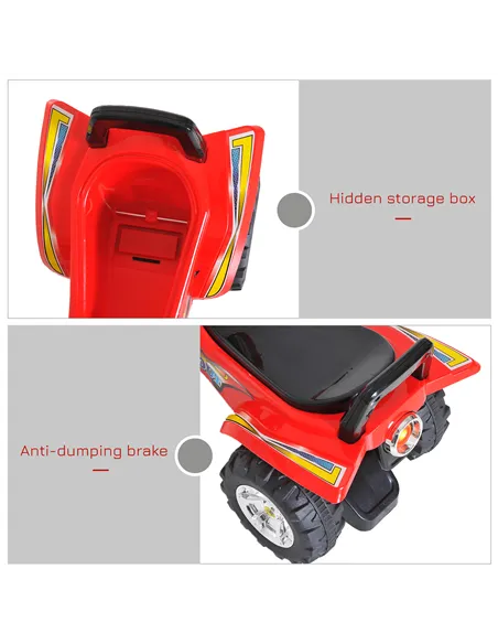 HOMCOM Kids Children Ride-on Toy Off Road Style Quad Bike Racing Car NO POWER 4 Wheels Horn Music Red
