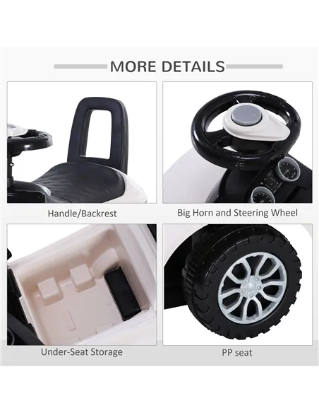 HOMCOM 3-in-1 Ride On Car Foot To Floor Slider Toddler w/ Horn Steering Wheel NO POWER Manual Under Seat Storage Safe Design for